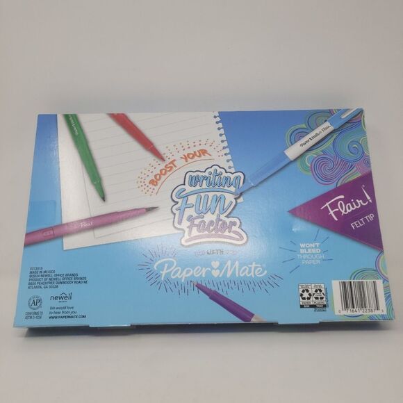 Paper Mate Flair 24pk Felt Tip Pens 4 Tips Styles Multicolored Gift - Picture 2 of 3